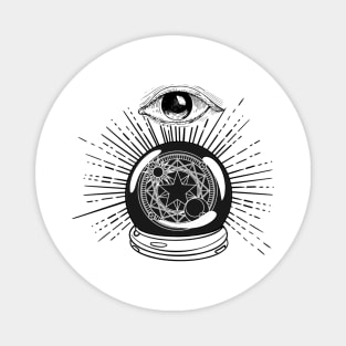 Divination Crystal Ball Eye Witchcraft Black And White Magnet